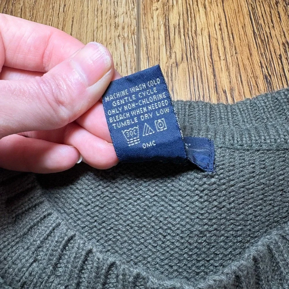 90s Dockers Mens L Tall LT Olive Green Plaid Cotton Crewneck Sweater Knit preppy